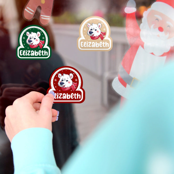 Christmas Name Stickers for Gift Wrapping, Laptop Decorating