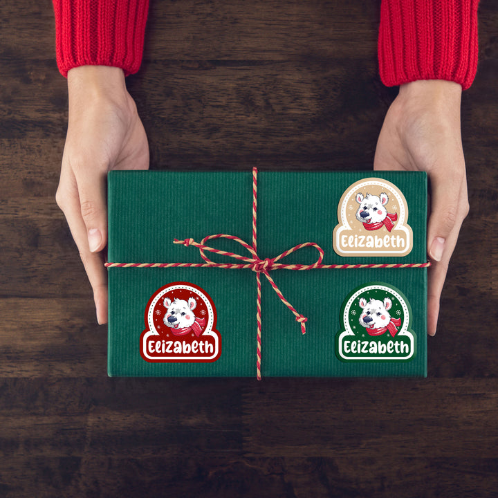 Christmas Name Stickers for Gift Wrapping, Laptop Decorating