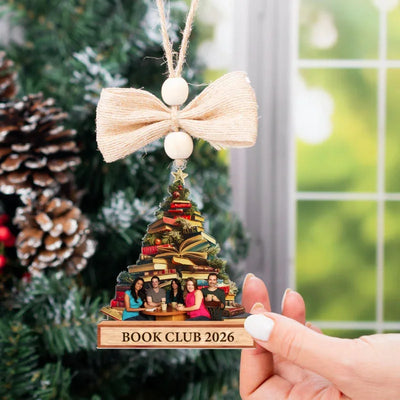Custom Photo Book Tree Ornament – Personalized Christmas Gift for Book Lovers