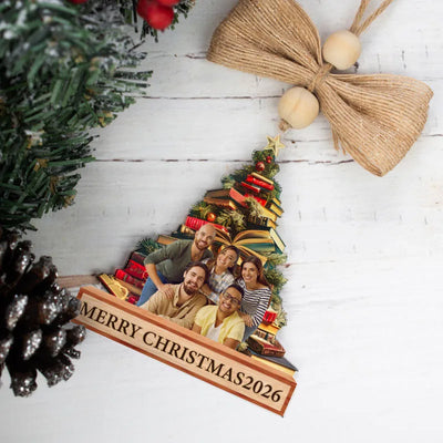 Custom Photo Book Tree Ornament – Personalized Christmas Gift for Book Lovers