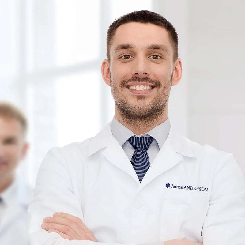 Custom Embroidered Lab Coat for Men with Medical Specialty with Icon - GiftShire