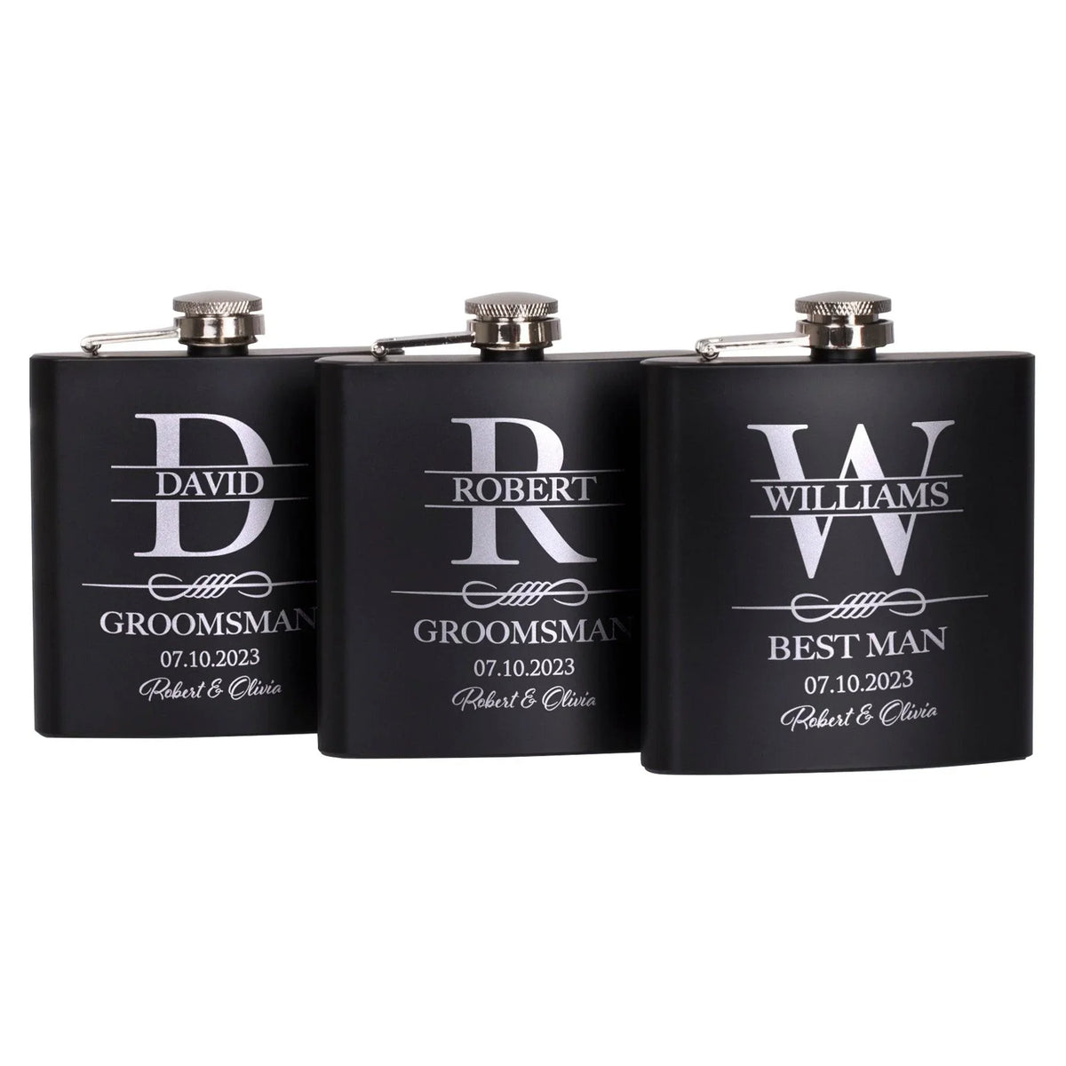 Black Metal Custom Flask, Gift for Groomsman - GiftShire
