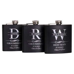 Black Metal Custom Flask, Gift for Groomsman - GiftShire
