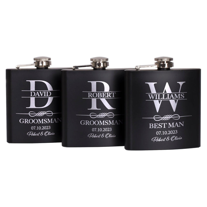 Black Metal Custom Flask, Gift for Groomsman - GiftShire