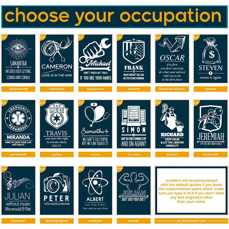Personalized Profession Tumbler for Occupation & Career - GiftShire
