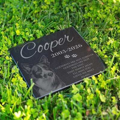 Pet Memorial Granite Stone, Photo Laser Engraved
