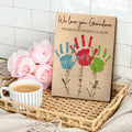 Mother's Day Line Art Engrave Custom Handprint Wooden Sign