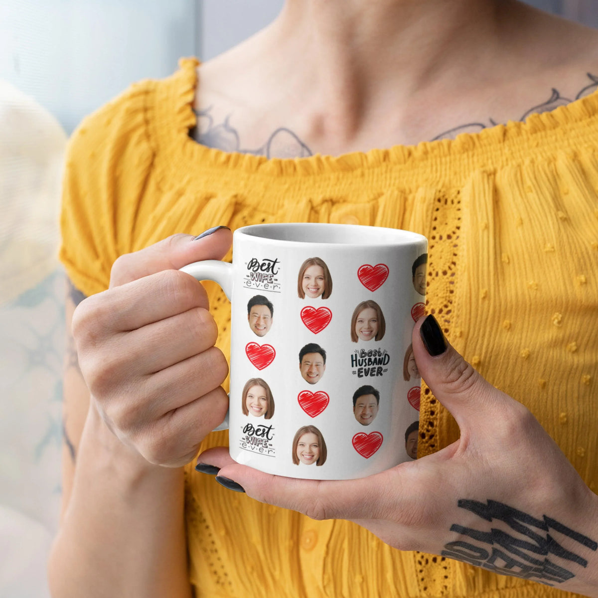 Custom Couple Mug, Heart Design Mug - GiftShire