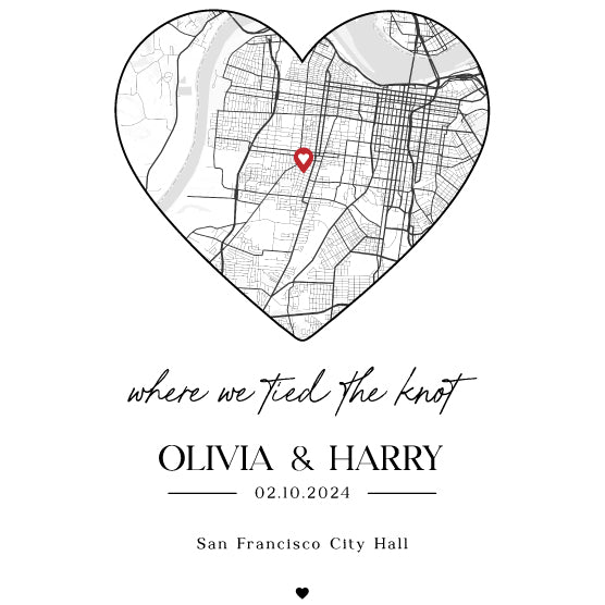 Couples Memory Map Wall Frame with Custom Location