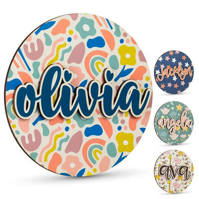 Welcome New Baby Girl Name Sign for Nursery Room Decor