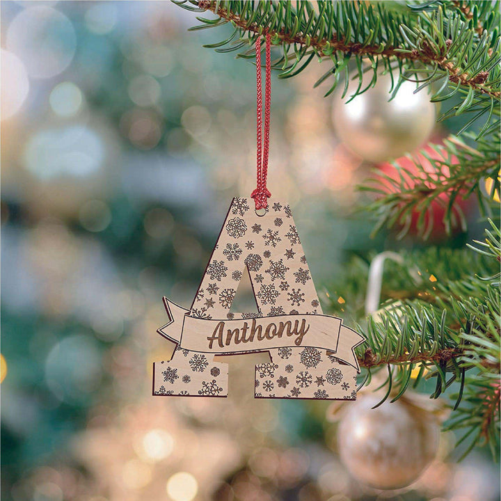 A to Z Letters, Laser Engraved Plywood Xmas Ornaments | B09KS4D25N - GiftShire