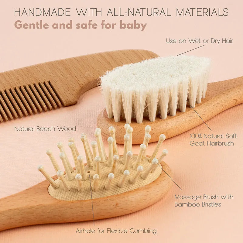 Baby Grooming Brush & Comb, Personalized Baby Hair Care Set