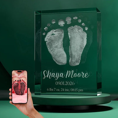 3D Footprint Photo Crystal - Personalize for Baby