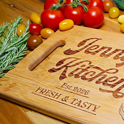 Personalized Bamboo Cutting Board - Mom's Kitchen Gift