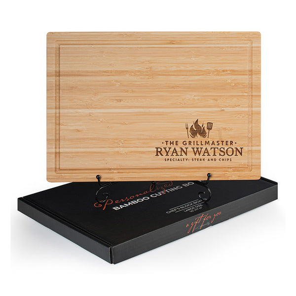 Bamboo Cutting Board for BBQ King Dads – Icon & Name Personalizations