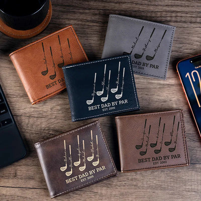 Best Dad By Par Gifts, Leatherette Wallets for Father’s Day with An Inner Note