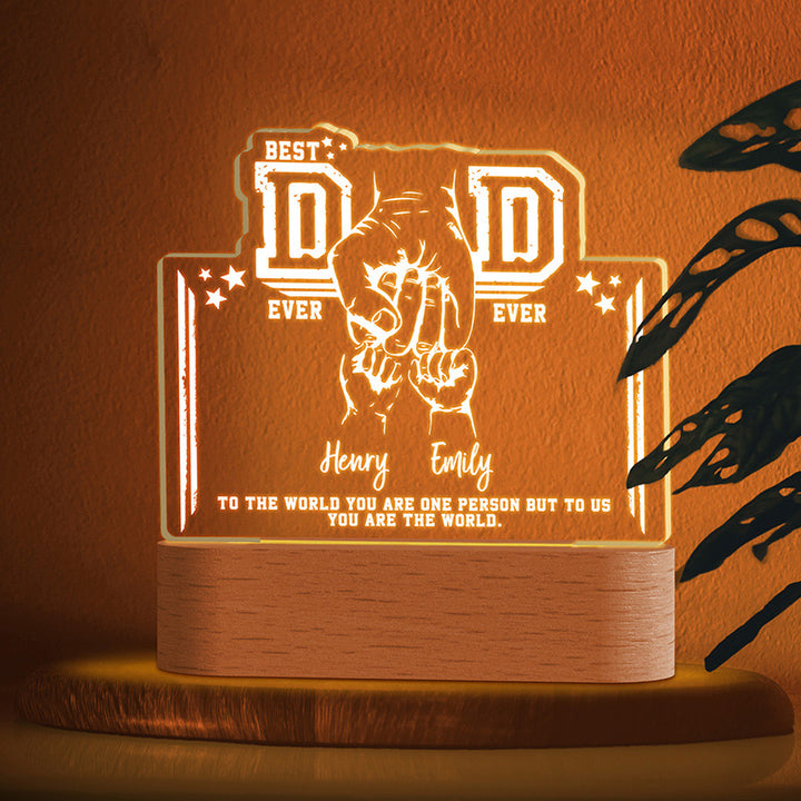 Best DAD Ever Night Light with Kids’ Names and Fists