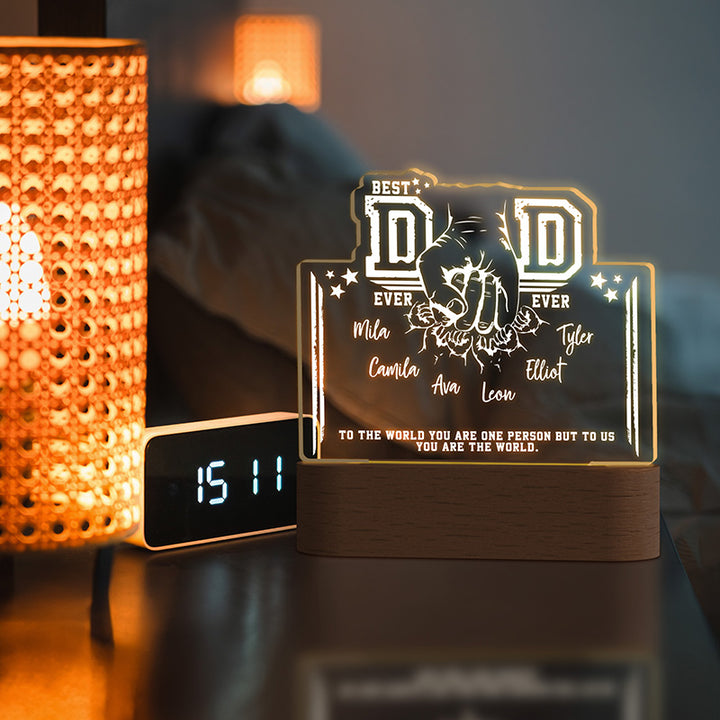 Best DAD Ever Night Light with Kids’ Names and Fists