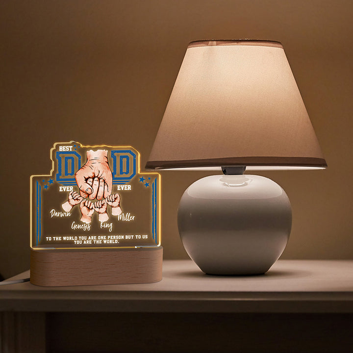 Best DAD Ever Night Light with Kids’ Names and Fists
