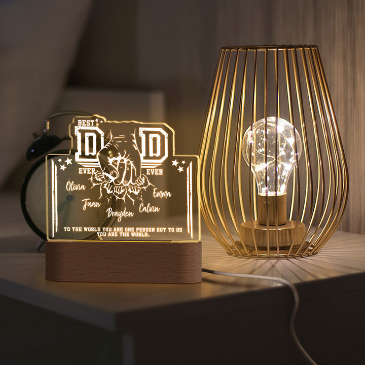 Best DAD Ever Night Light with Kids’ Names and Fists