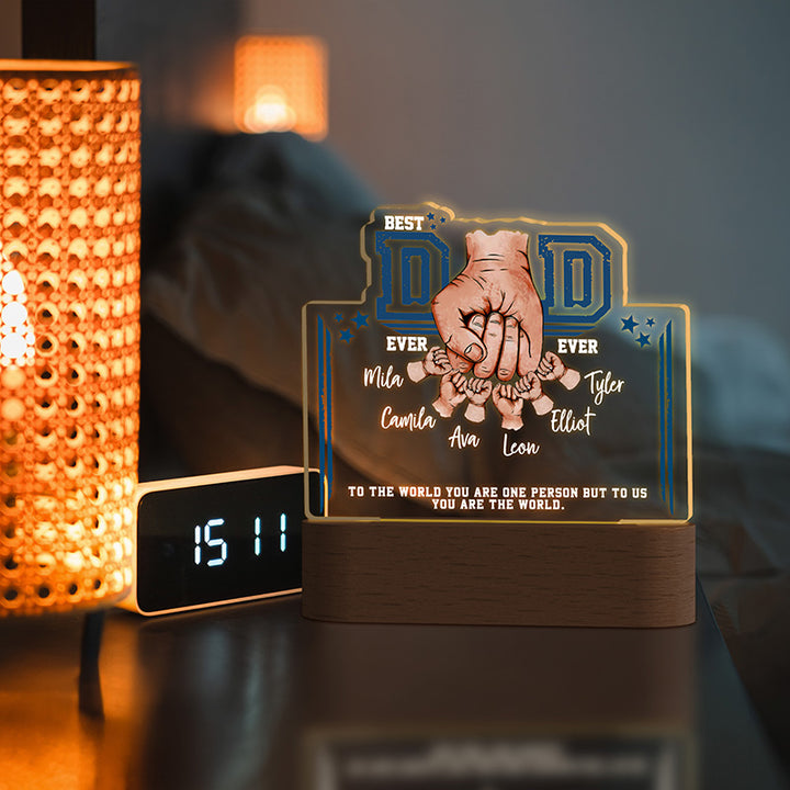Best DAD Ever Night Light with Kids’ Names and Fists