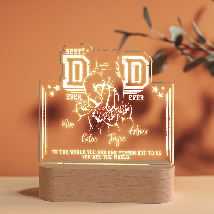 Best DAD Ever Night Light with Kids’ Names and Fists