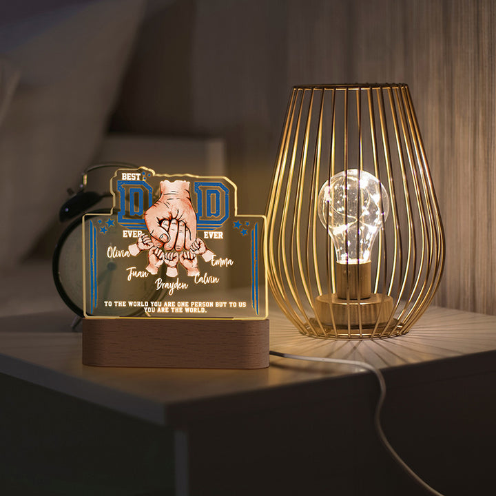 Best DAD Ever Night Light with Kids’ Names and Fists