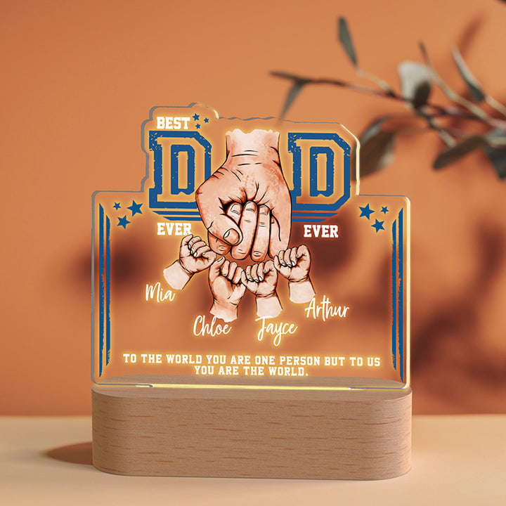 Best DAD Ever Night Light with Kids’ Names and Fists