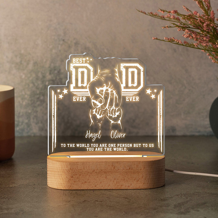 Best DAD Ever Night Light with Kids’ Names and Fists