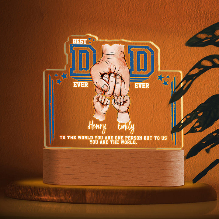 Best DAD Ever Night Light with Kids’ Names and Fists