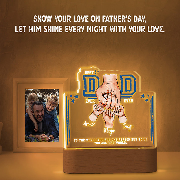 Best DAD Ever Night Light with Kids’ Names and Fists