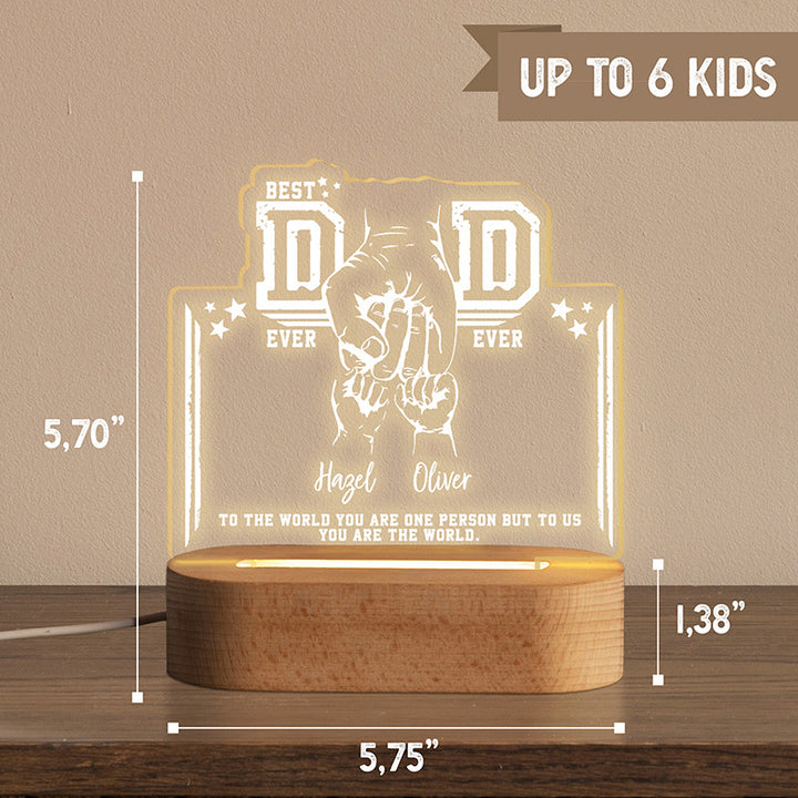 Best DAD Ever Night Light with Kids’ Names and Fists