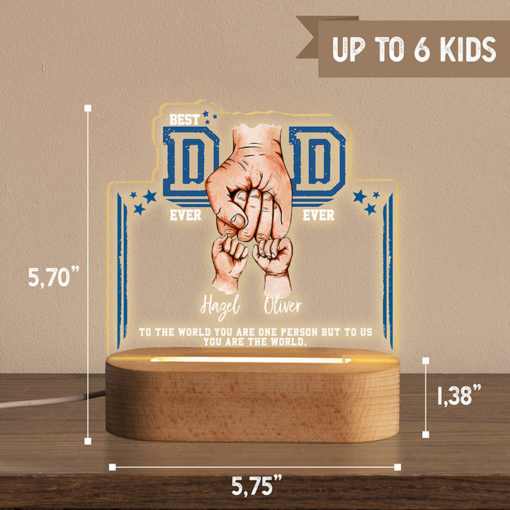 Best DAD Ever Night Light with Kids’ Names and Fists