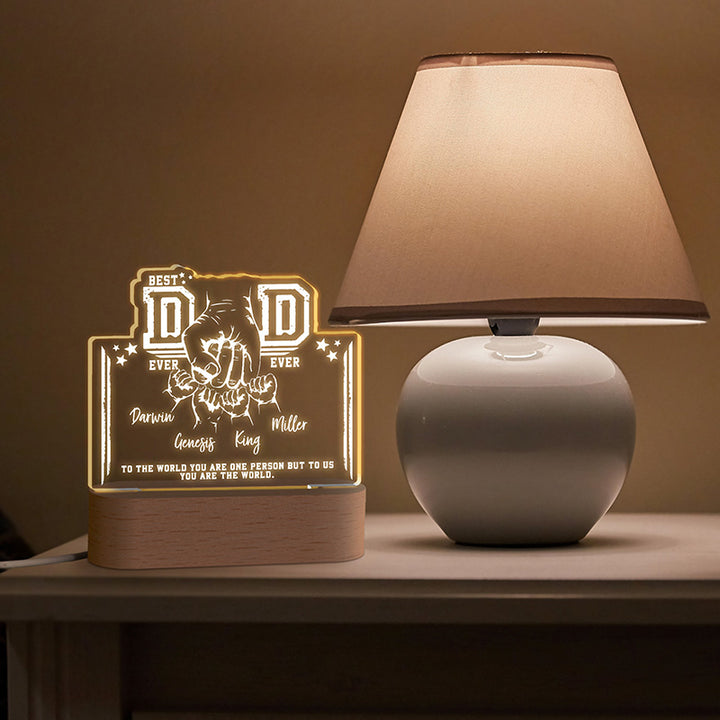 Best DAD Ever Night Light with Kids’ Names and Fists