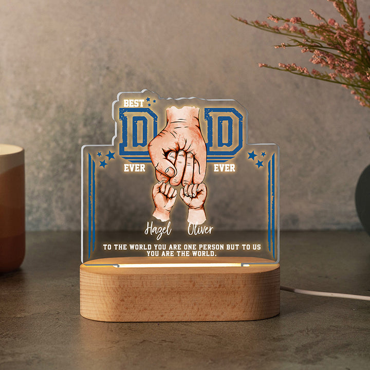 Best DAD Ever Night Light with Kids’ Names and Fists