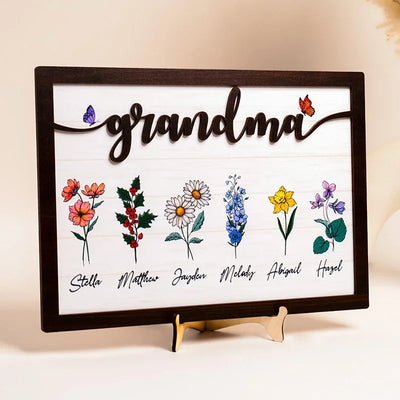 Birth Flower Grandma’s Garden Wall Frame – Gifts for Grandma