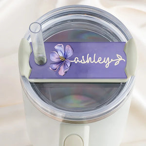 Birth Flower Personalized Stanley Name Tag - GiftShire