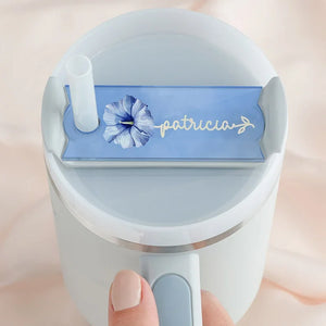 Birth Flower Personalized Stanley Name Tag - GiftShire