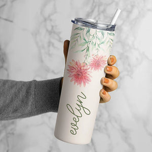 Birth Flower Printed Skinny Tumbler - GiftShire