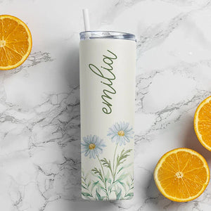 Birth Flower Printed Skinny Tumbler - GiftShire