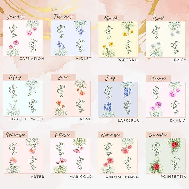 Birth Flower Printed Skinny Tumbler - GiftShire