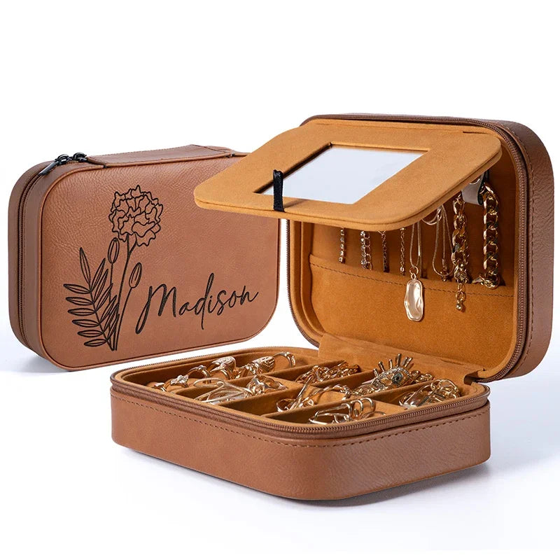 Birth Month Flower Personalized Jewelry Box - GiftShire
