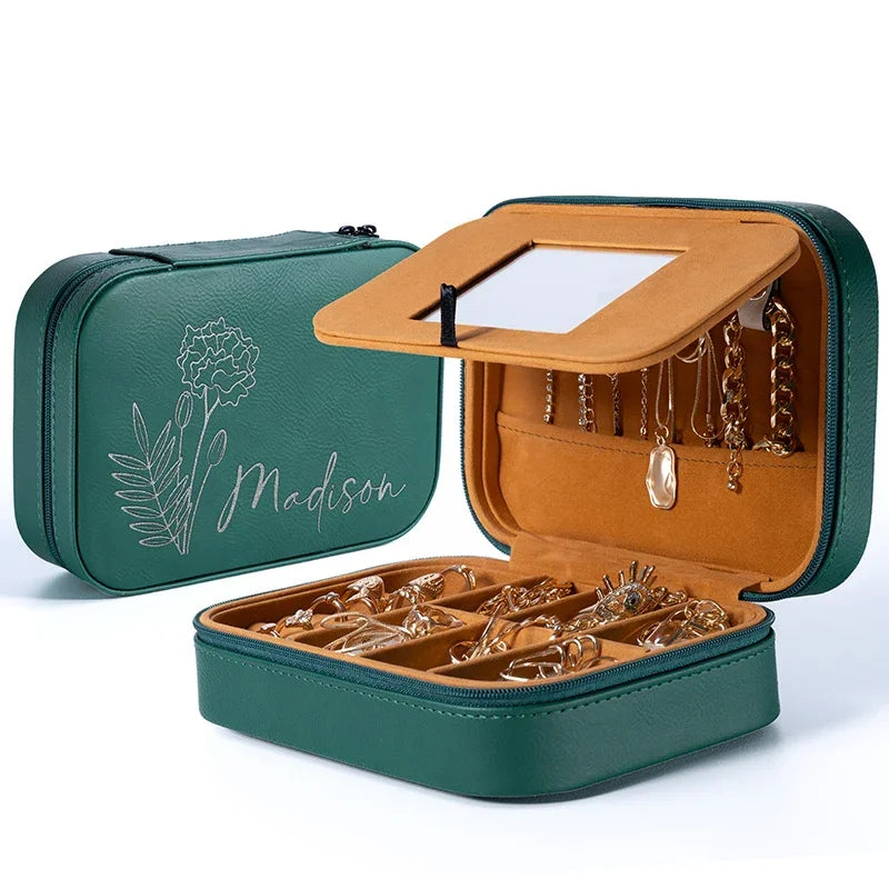 Birth Month Flower Personalized Jewelry Box - GiftShire