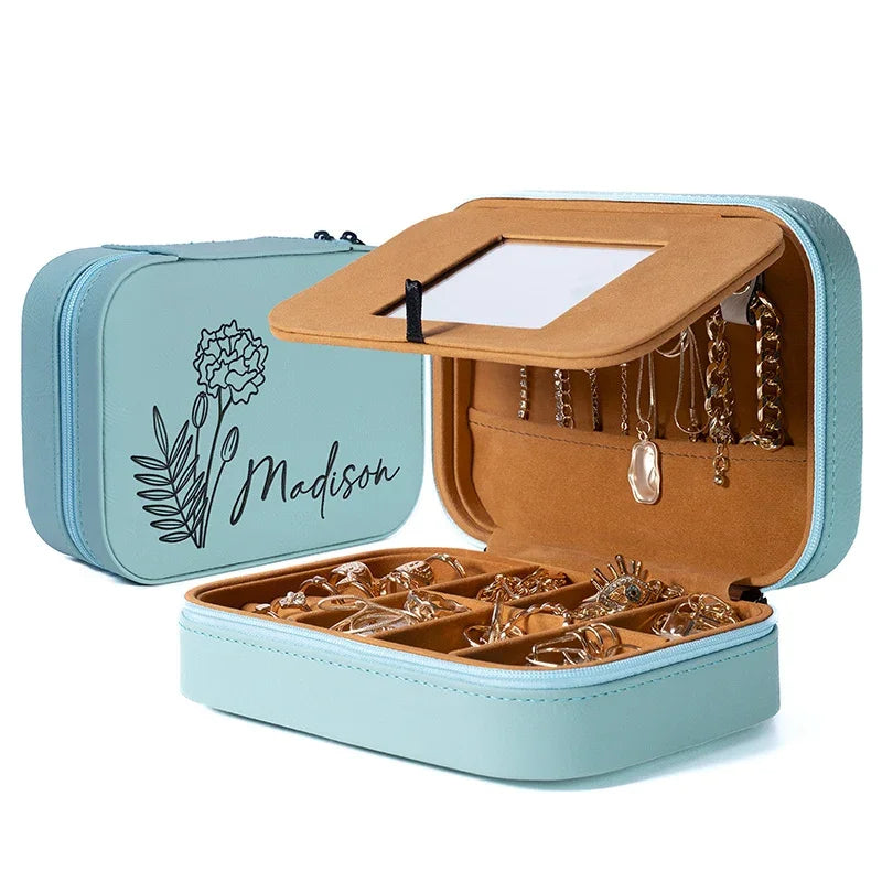 Birth Month Flower Personalized Jewelry Box - GiftShire