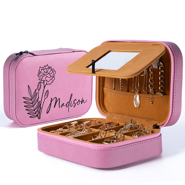 Birth Month Flower Personalized Jewelry Box - GiftShire