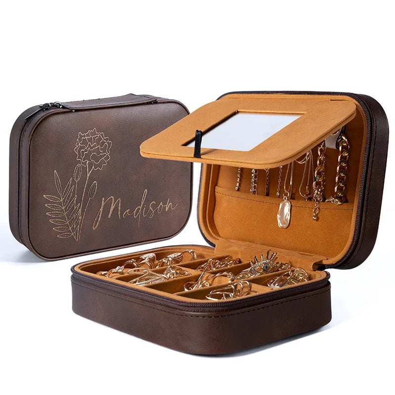 Birth Month Flower Personalized Jewelry Box - GiftShire