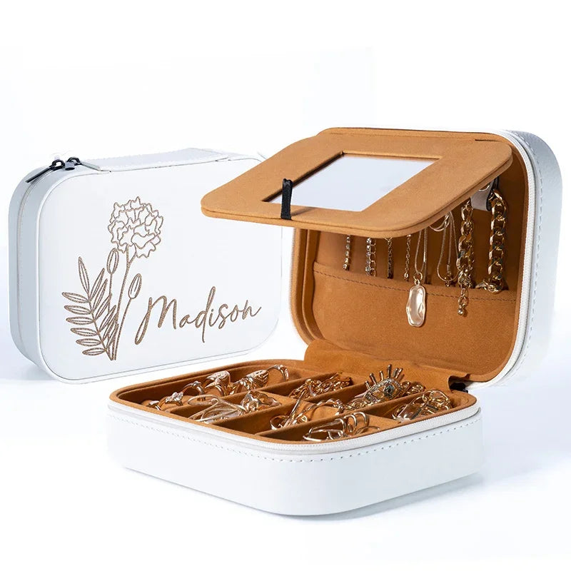 Birth Month Flower Personalized Jewelry Box - GiftShire