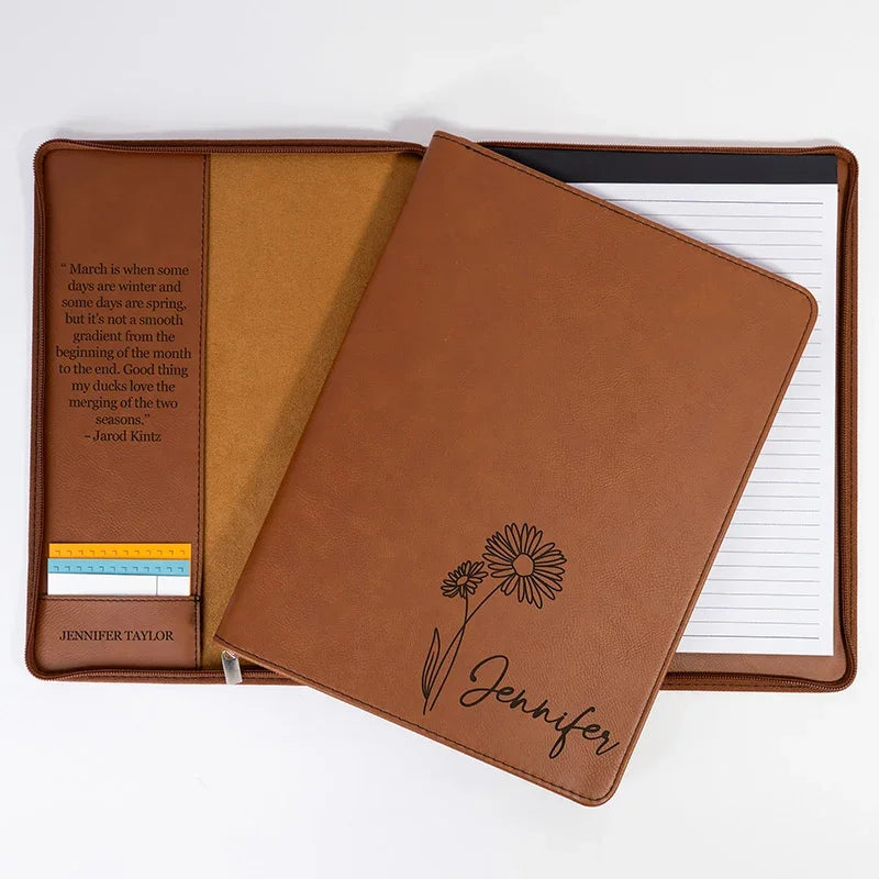 Personalized Birth Flower Padfolio for Her