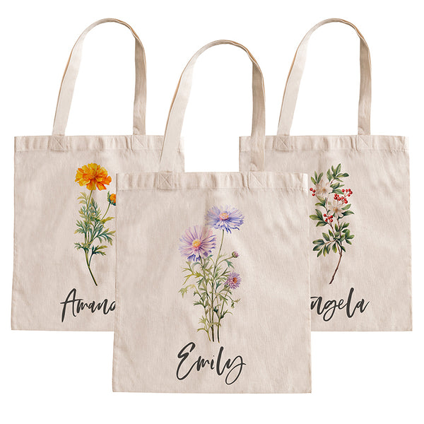 Birthflower Tote Bags – Personalized Cotton Tote Bags for Women