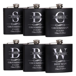 Black Metal Custom Flask, Gift for Groomsman - GiftShire